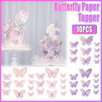 10Pcs Butterfly Paper Toppers Happy Birthday Cake & Festival Theme Decor - Pink Phnom Penh