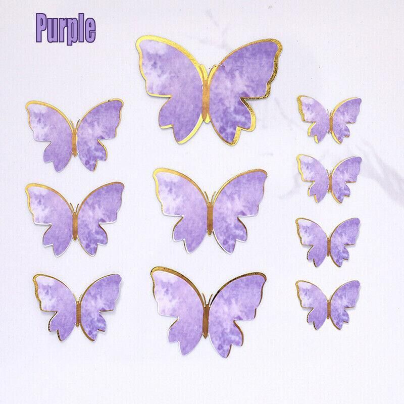 10Pcs Butterfly Paper Toppers Happy Birthday Cake & Festival Theme Decor - Pink Phnom Penh
