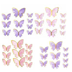 10Pcs Butterfly Paper Toppers Happy Birthday Cake & Festival Theme Decor - Purple Stripe