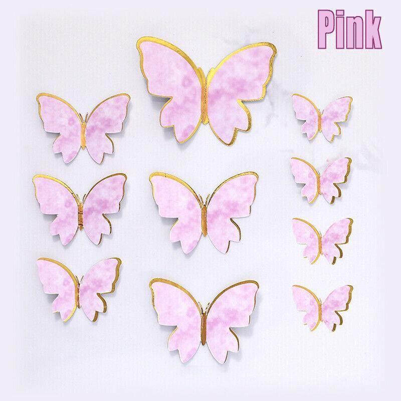 10Pcs Butterfly Paper Toppers Happy Birthday Cake & Festival Theme Decor - Purple Stripe