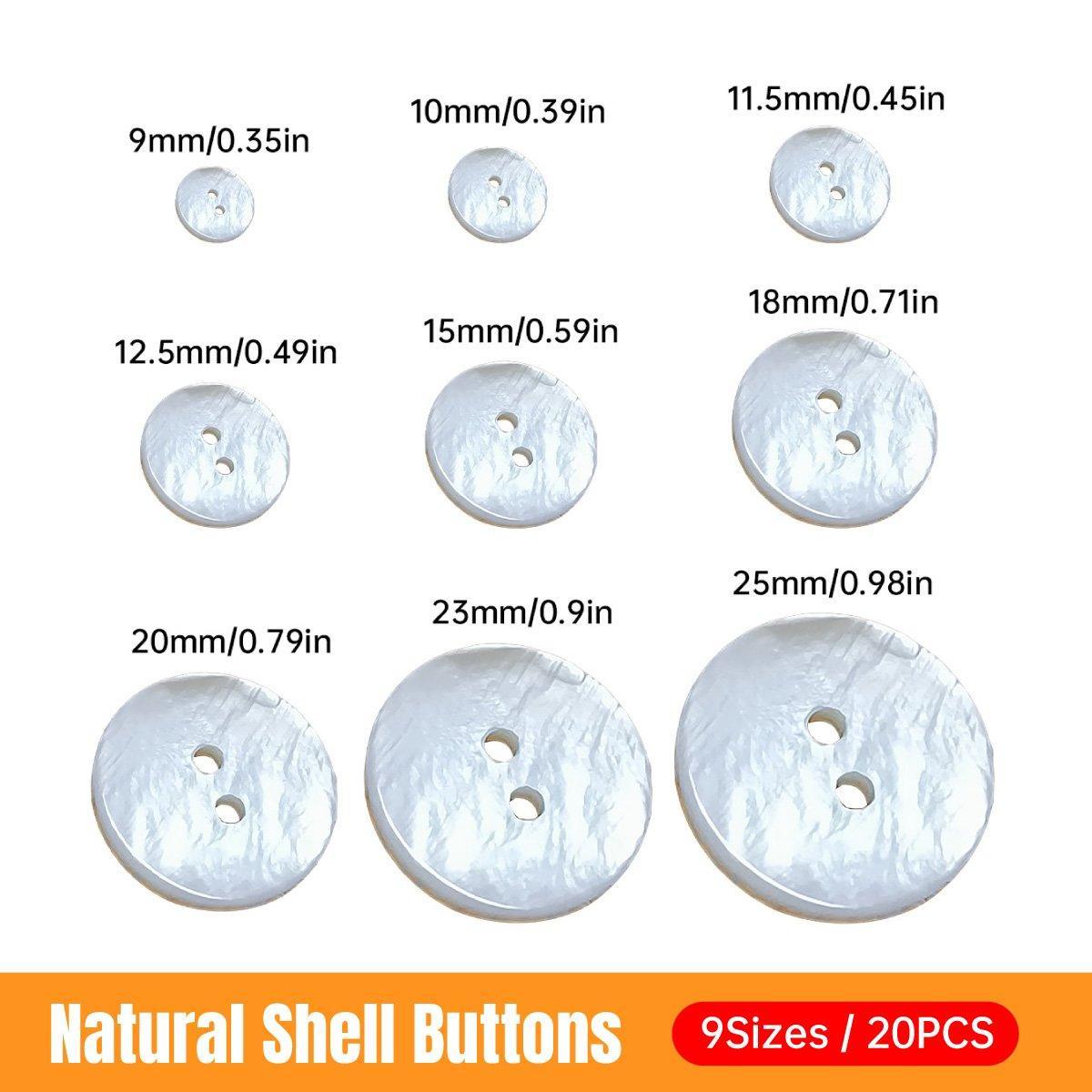20pcs White Shirt Buttons Round Two Eyes Sewing Craft DIY Clothing Supplies - 23mm