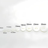 20pcs White Shirt Buttons Round Two Eyes Sewing Craft DIY Clothing Supplies - 9mm - Side View