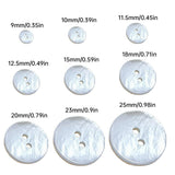 20pcs White Shirt Buttons Round Two Eyes Sewing Craft DIY Clothing Supplies - 9mm - Top-Down View