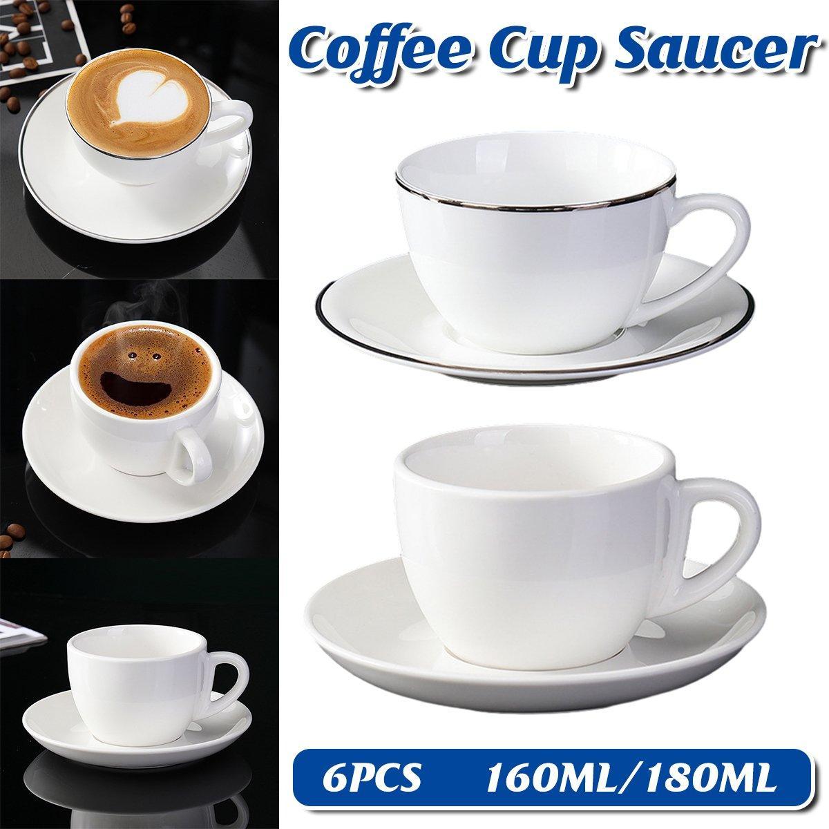 6PCS Ceramic Coffee Cup and Saucer Set Apricot Tea Cup with Ear Hotel Coffee Cup - 160ml