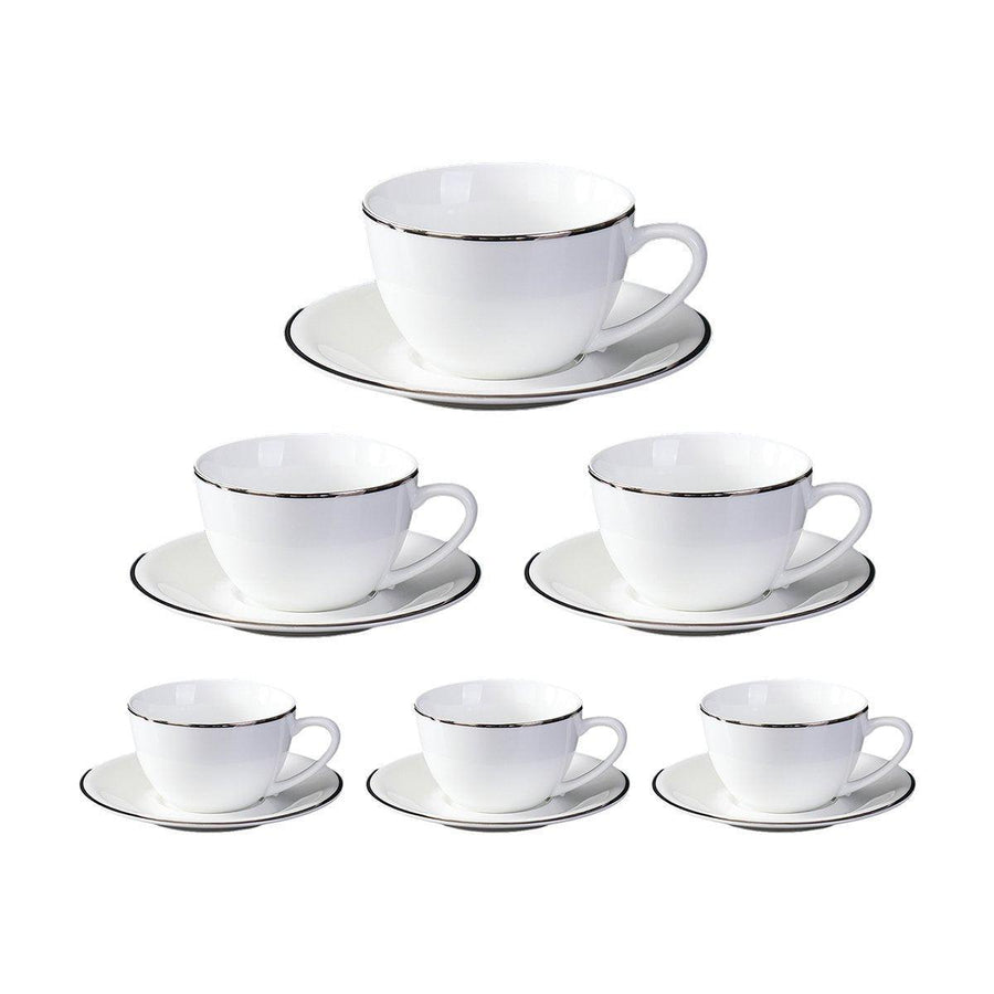 6PCS Ceramic Coffee Cup and Saucer Set Apricot Tea Cup with Ear Hotel Coffee Cup - 160ml