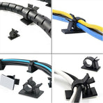 Adhesive Cord Management Cable Clips Black Wire Holder Organizer Clamp - 10PCS
