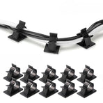 Adhesive Cord Management Cable Clips Black Wire Holder Organizer Clamp - 10PCS