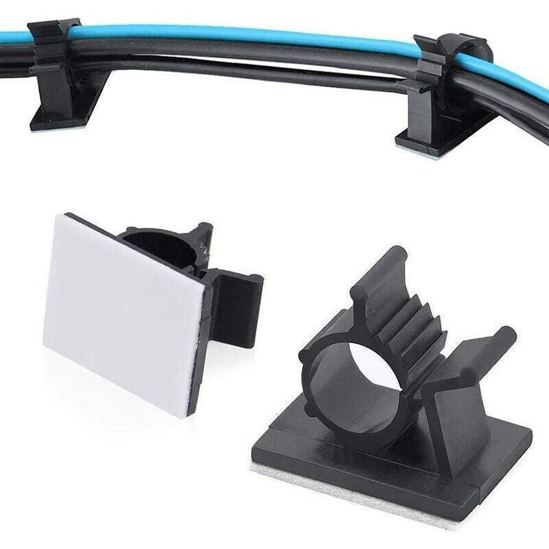 Adhesive Cord Management Cable Clips Black Wire Holder Organizer Clamp - 10PCS