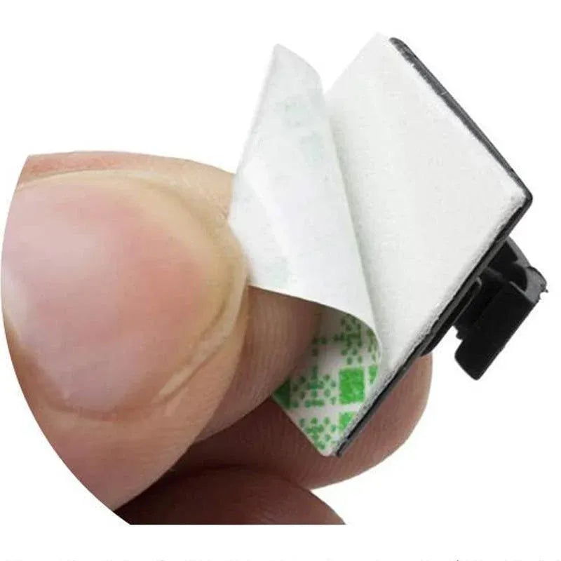 100X Cable Clips Holder Tidy Adhesive Home Car Wire Tie Fixer Drop Clamp Cord - Black-100PCS