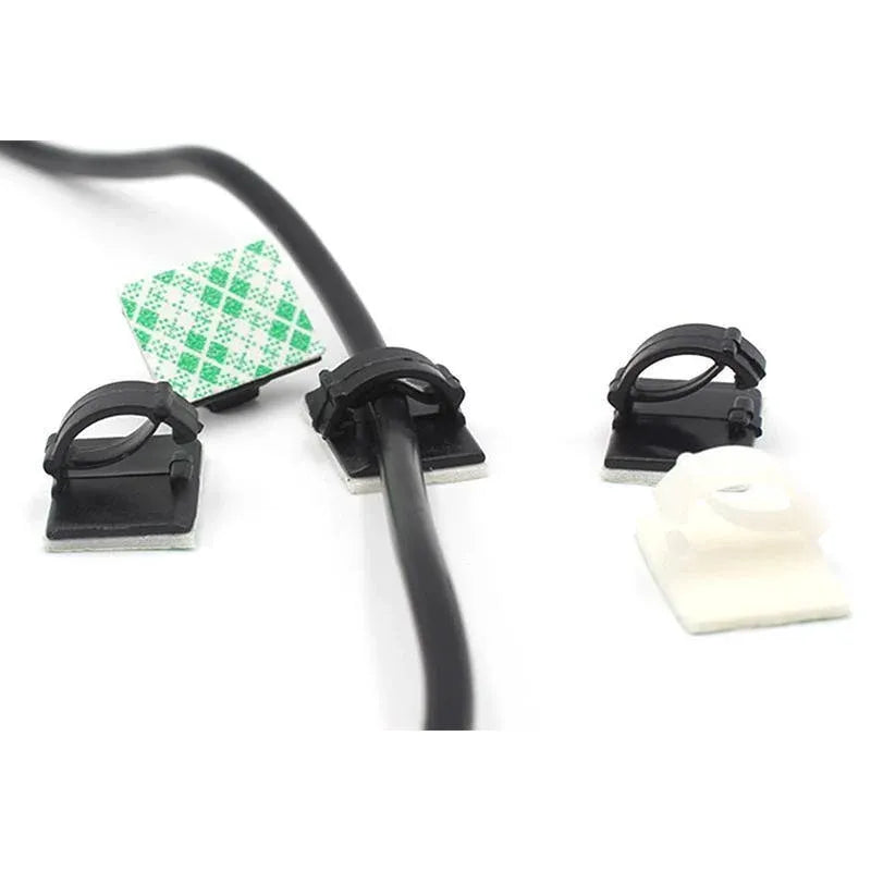 100X Cable Clips Holder Tidy Adhesive Home Car Wire Tie Fixer Drop Clamp Cord - Black-100PCS