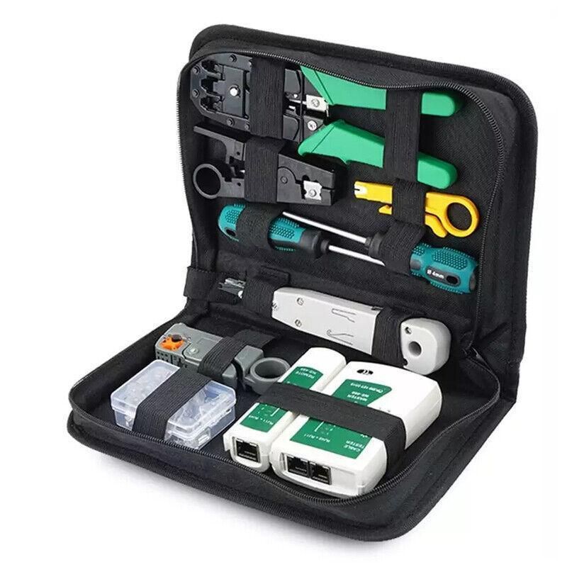Cat6/5 Lan Network Cable Tool Kit Crimper Rj45 Tester Stripper Punch Down Cutter