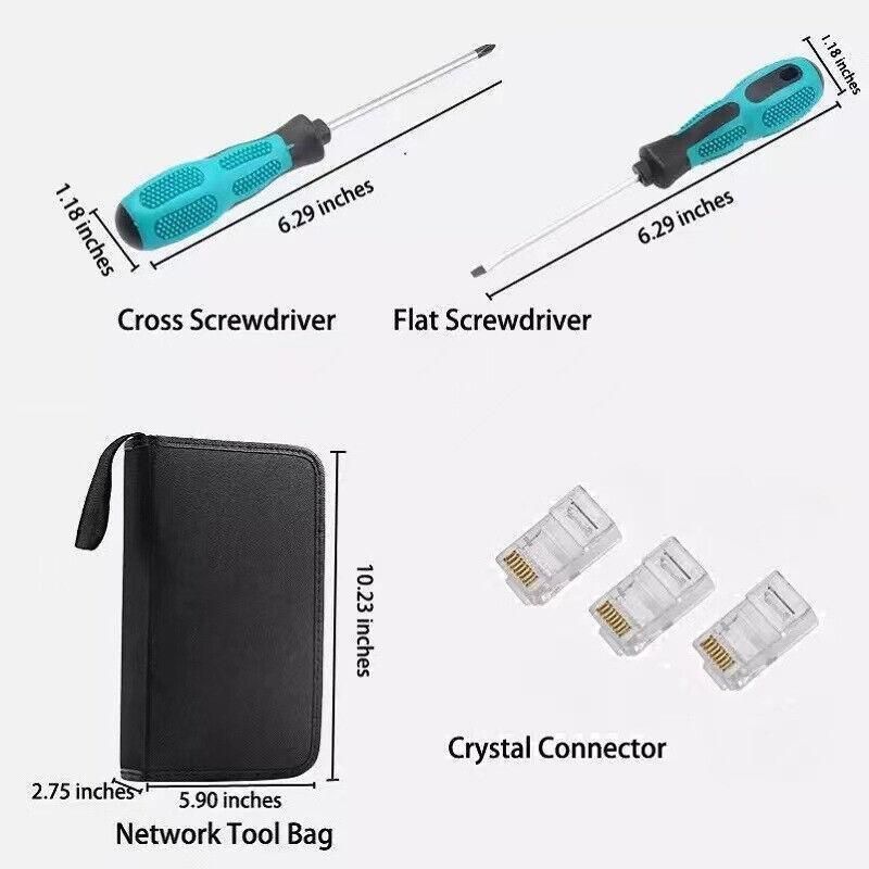 Cat6/5 Lan Network Cable Tool Kit Crimper Rj45 Tester Stripper Punch Down Cutter