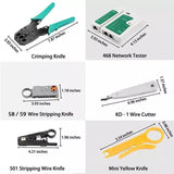 Cat6/5 Lan Network Cable Tool Kit Crimper Rj45 Tester Stripper Punch Down Cutter - Low Angle