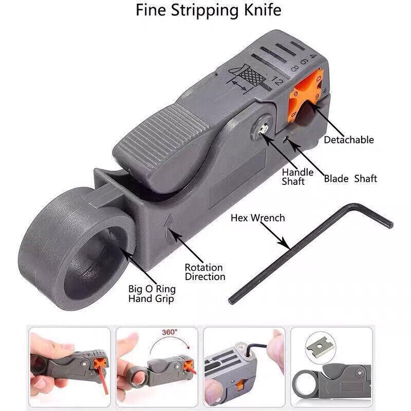 Cat6/5 Lan Network Cable Tool Kit Crimper Rj45 Tester Stripper Punch Down Cutter