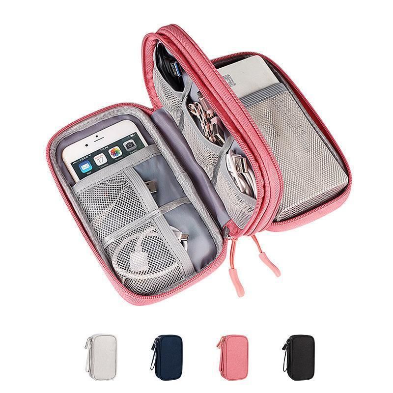 Electronic Accessories Cable Bag Organizer Travel Pouch Storage Cases Charger - Grey
