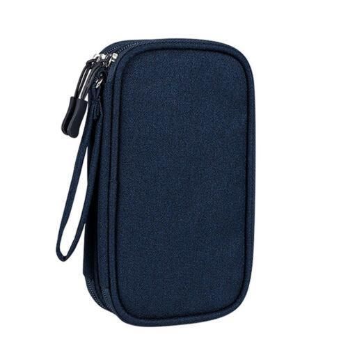 Electronic Accessories Cable Bag Organizer Travel Pouch Storage Cases Charger - Navy