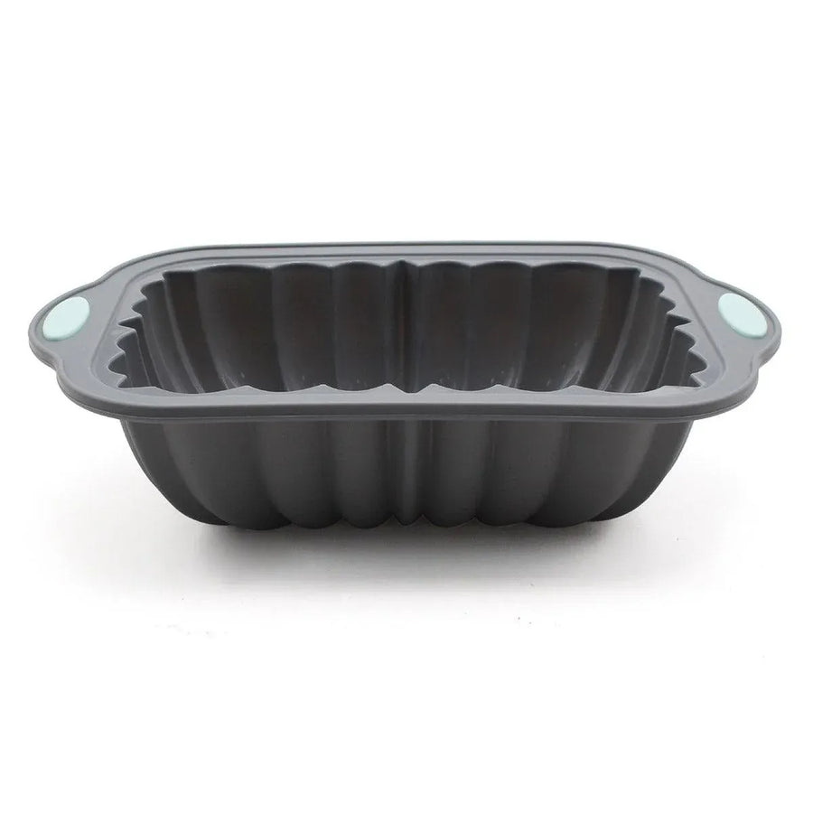 1-Piece Rectangular Flower-Pattern Cake Pan, Grey