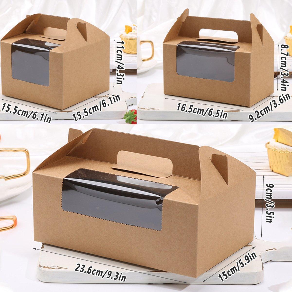 25pcs Portable Cupcake Packaging Box with Transparent Window for Easy Opening - Brown-2Cup