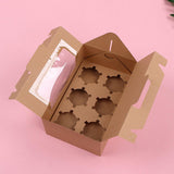 25pcs Portable Cupcake Packaging Box with Transparent Window for Easy Opening - Marble-2Cup - 45-Degree Angle