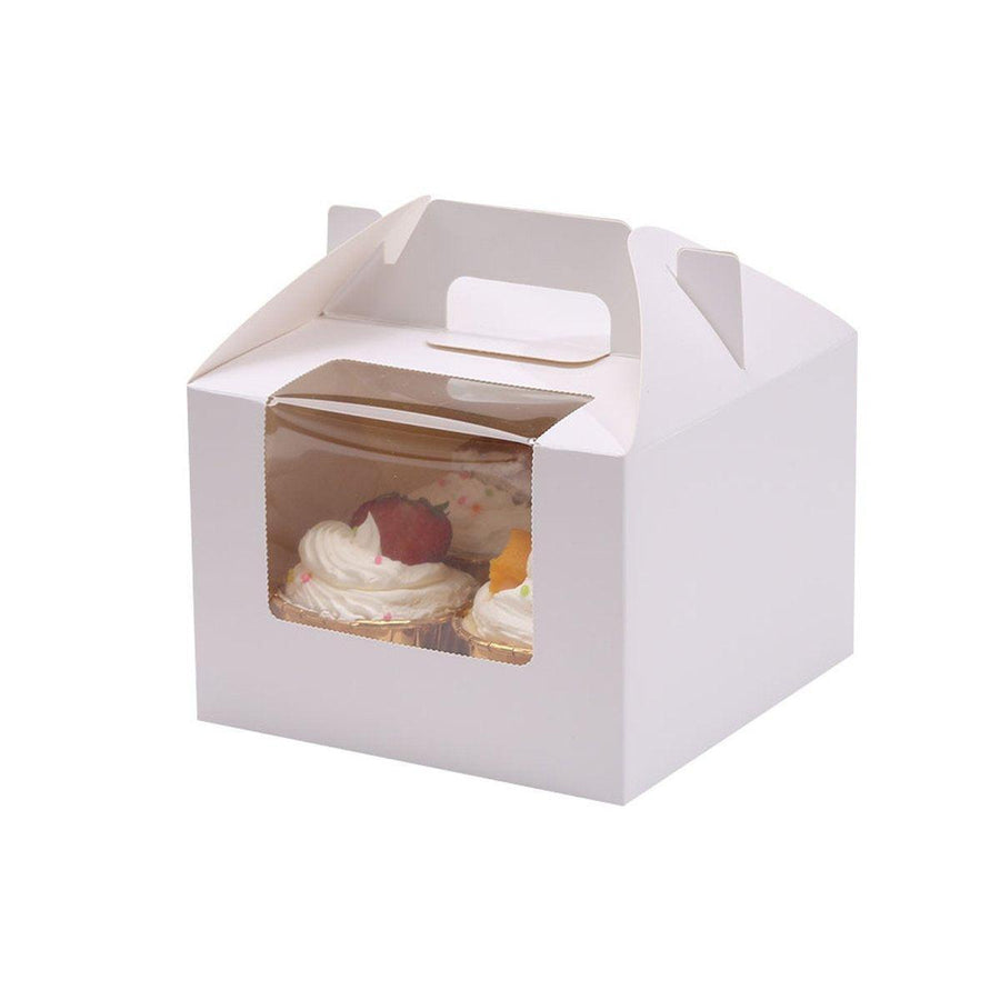 25pcs Portable Cupcake Packaging Box with Transparent Window for Easy Opening - Marble-2Cup
