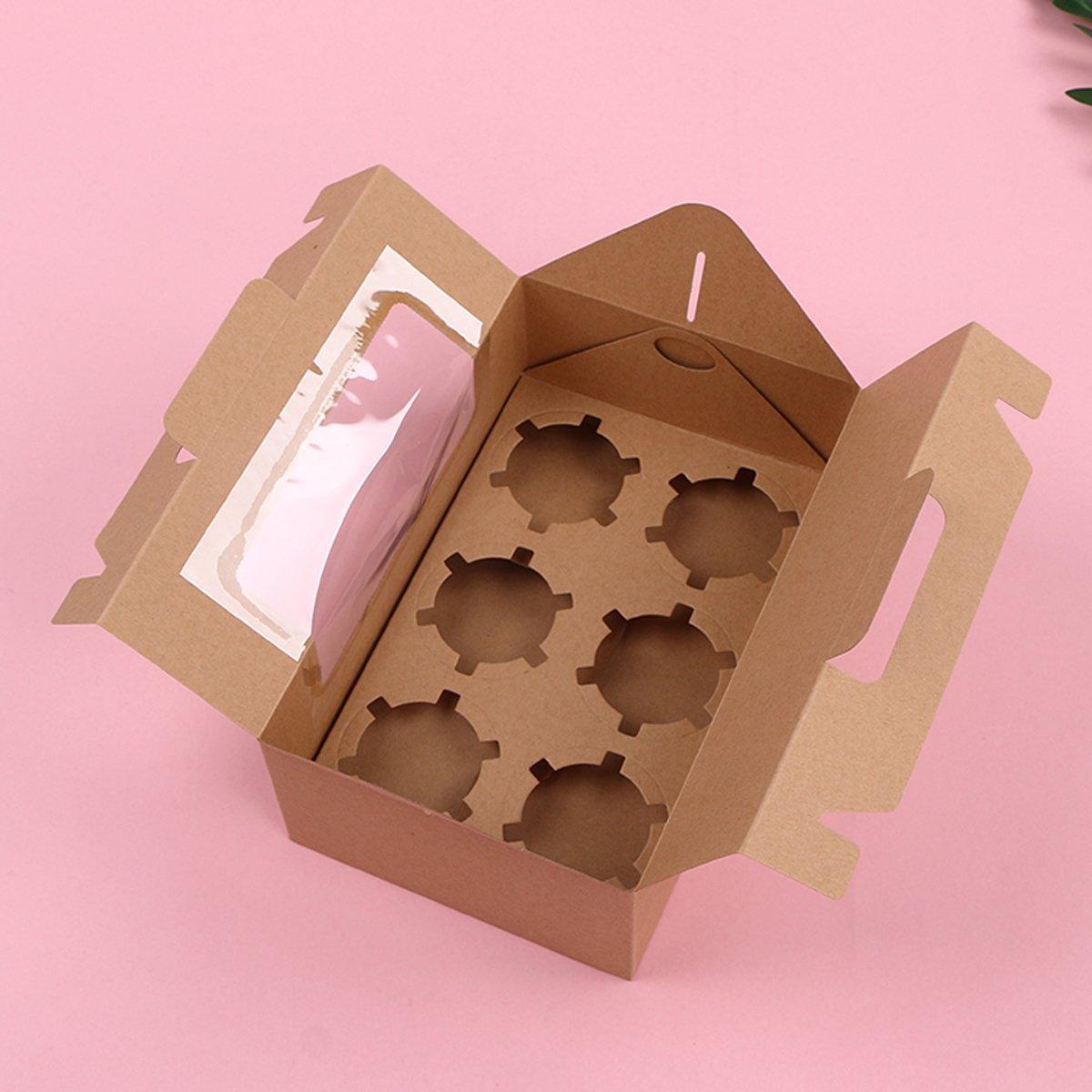 25pcs Portable Cupcake Packaging Box with Transparent Window for Easy Opening - Marble-4Cup