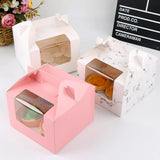 25pcs Portable Cupcake Packaging Box with Transparent Window for Easy Opening - Pink-2Cup - 45-Degree Angle