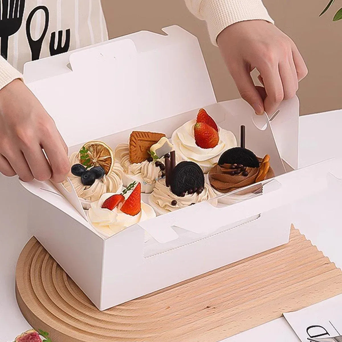 25pcs Portable Cupcake Packaging Box with Transparent Window for Easy Opening - Pink-2Cup