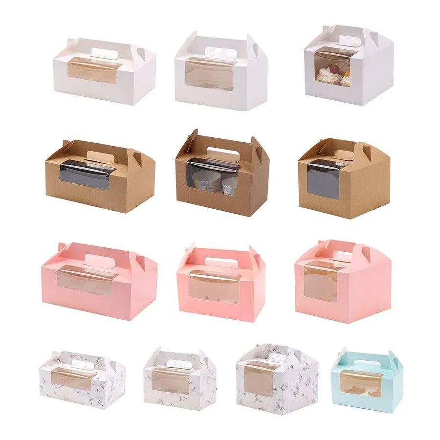 25pcs Portable Cupcake Packaging Box with Transparent Window for Easy Opening - Pink-4Cup