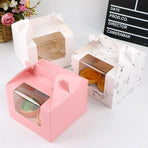 25pcs Portable Cupcake Packaging Box with Transparent Window for Easy Opening - Pink-4Cup