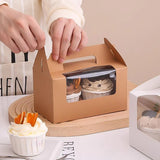 25pcs Portable Cupcake Packaging Box with Transparent Window for Easy Opening - White-6Cup - Close-Up Angle