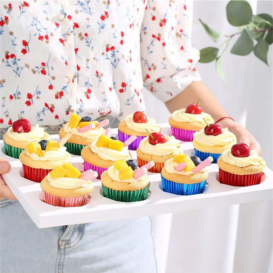 200 Pcs Colored Baking Paper Cupcake Trays Muffin Liners for Party Baking - Rose Gold