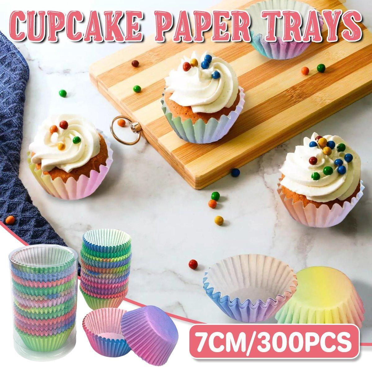 300pcs Gradient Colour Cupcake Paper Cases Baking Moulds Muffin Liners Set