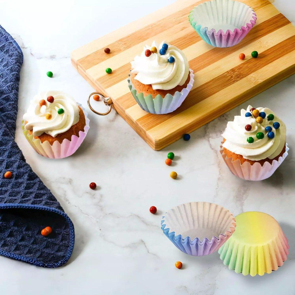 300pcs Gradient Colour Cupcake Paper Cases Baking Moulds Muffin Liners Set