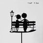 Happy Birthday Acrylic Cake Topper Cake Decoration Golden Silver Party - Black-Street lamp couple