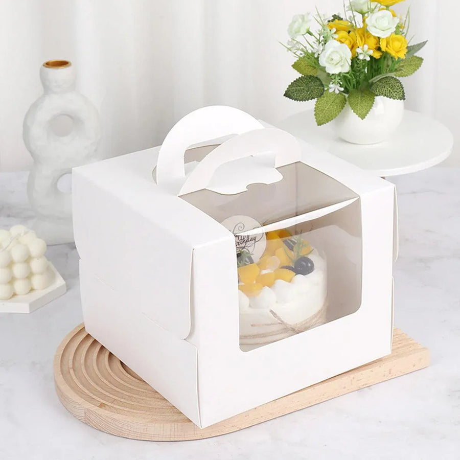 50pcs Portable Cake Boxes with Open Window for Birthday Party Cake Packaging - 8inch