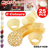 25pcs Laser Cut Cupcake Wrappers Wedding Party Baking Decorations in 8 Colours - Light Purple - Front View