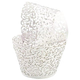 25pcs Laser Cut Cupcake Wrappers Wedding Party Baking Decorations in 8 Colours - White