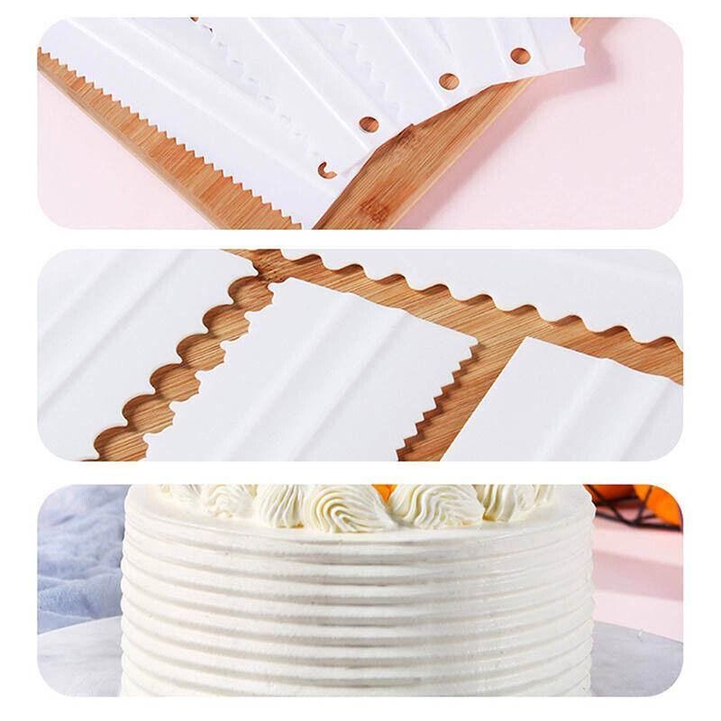 4PCS Cake Decorating Scraper Set Icing Smoother and Frosting Comb Tools - Blue