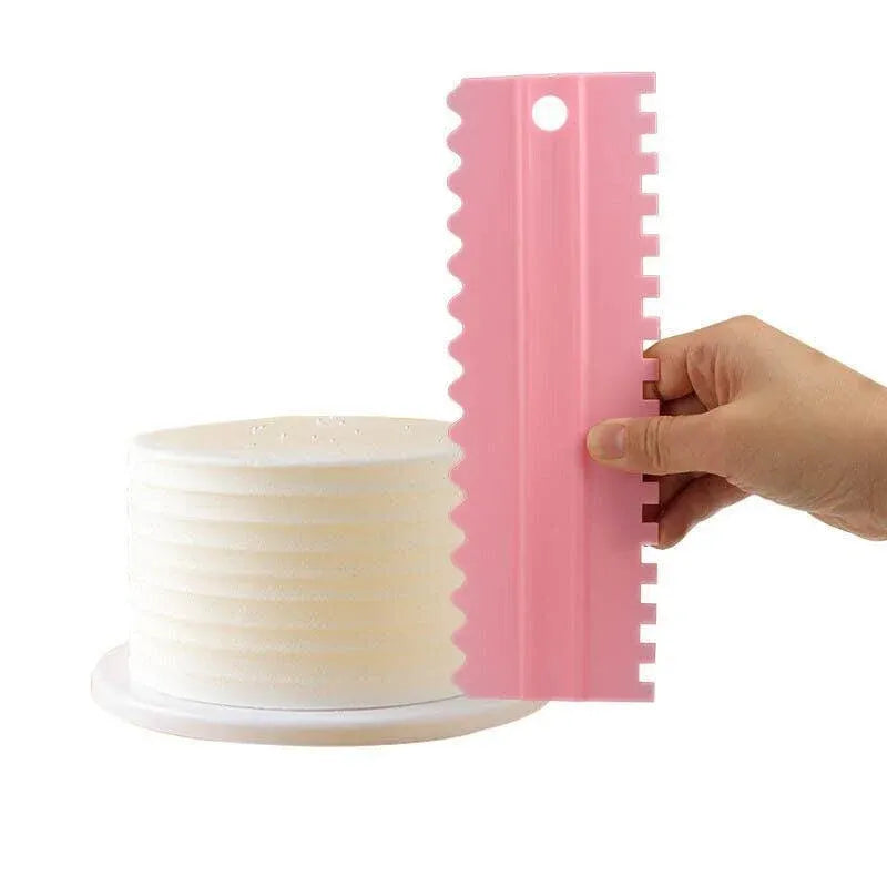 4PCS Cake Decorating Scraper Set Icing Smoother and Frosting Comb Tools - White
