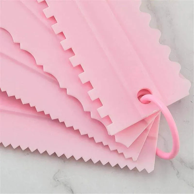 4PCS Cake Decorating Scraper Set Icing Smoother and Frosting Comb Tools - White