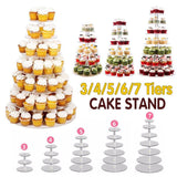 Acrylic Cupcake Tower 3 4 5 6 7 Tier Clear Cake Stand for Wedding Party - 6 Tiers