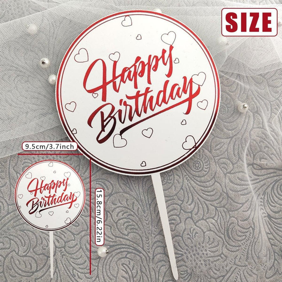 Happy Birthday Anniversary Wedding CakeCardboard Topper Acrylic Party Decoration - 10