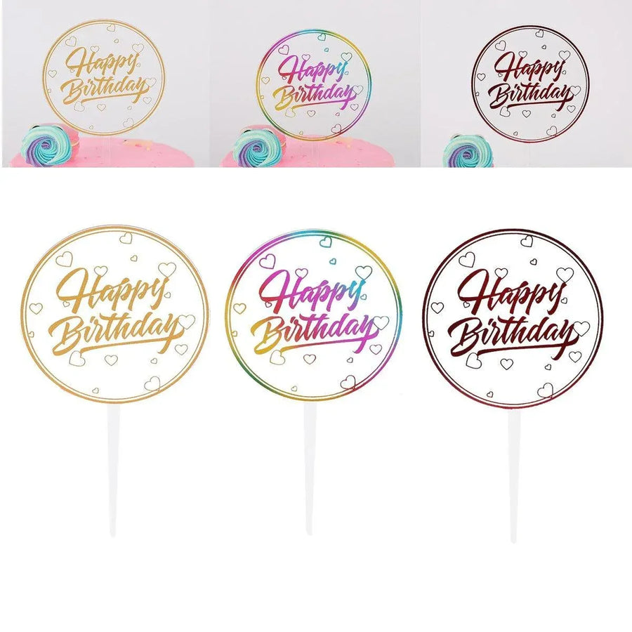 Happy Birthday Anniversary Wedding CakeCardboard Topper Acrylic Party Decoration - 15