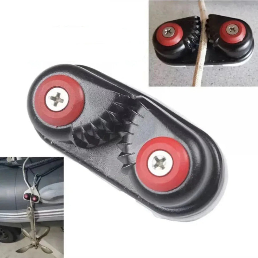 Rope Clamp Set 2PCS Aluminum Alloy Black Clip Plate Sailboat Kayak Canoe Outdoor
