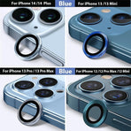 For iPhone 14/14 Plus Metal Camera Lens Glass Screen Protector - Blue