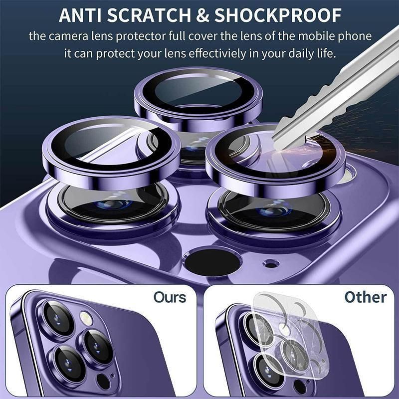 For iPhone 14/14 Plus Metal Camera Lens Glass Screen Protector - Grey