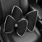 Black Bowknot Neck Pillow Plush Bow Tie Soft Plush Car Headrest Waist Support - Headrest