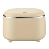 Small Desktop Trash Can Oval Pop Up Lid Rubbish Bin Waste Organizer Container - Beige