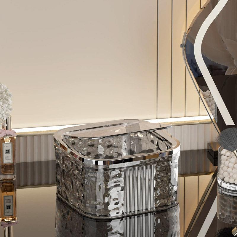 Desktop Mini Trash Can Small Waste Bin Storage Bucket for Office Kitchen Home - Grey-L