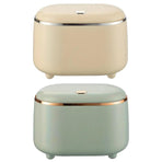Small Desktop Trash Can Oval Pop Up Lid Rubbish Bin Waste Organizer Container - Green
